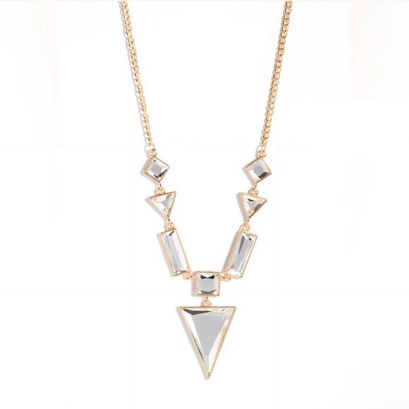 Gold and White Geometric Necklace - Picture 2 of 3